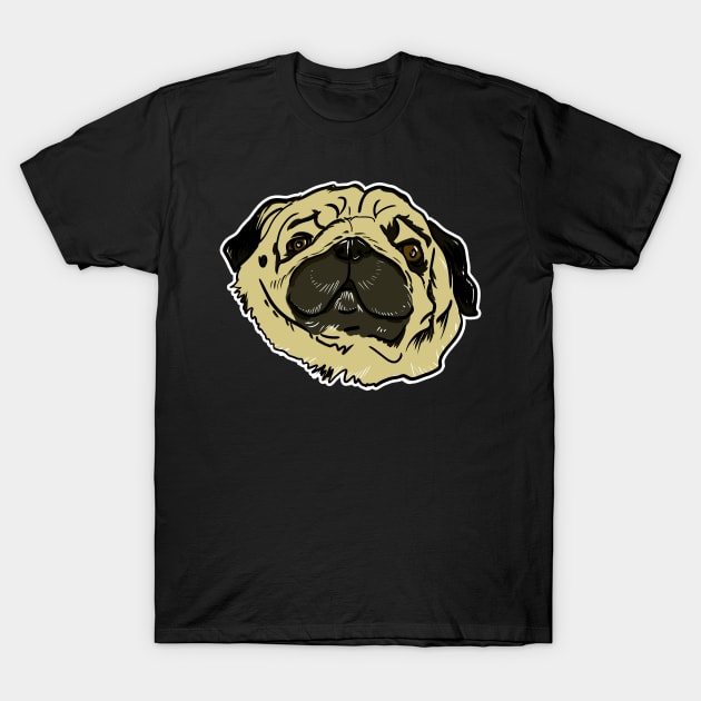 Pug Dog Head T-Shirt by silentrob668